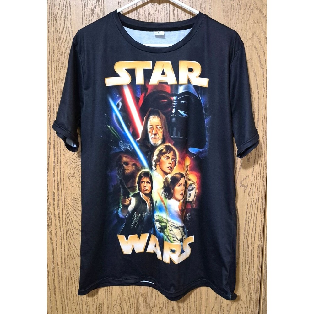 Stars Wars 50th Anniversary Men's Stretchy Top T-Shirt Printed Cast Signatures L